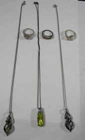 PRETTY (3) NECKLACE (3) RING LOT .925