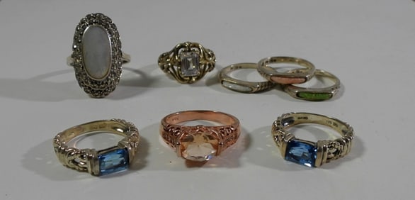 (8) RETRO RING LOT .925