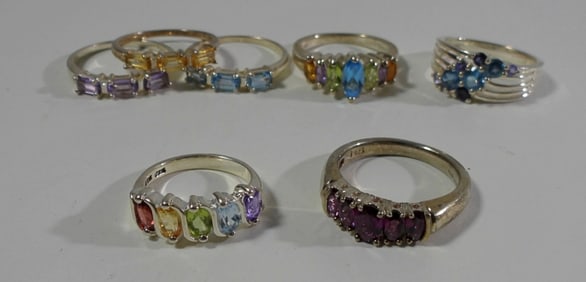 (7) SPARKLY RING LOT .925