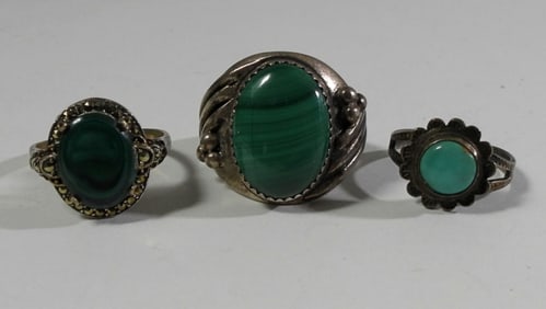 PRETTY GREEN MALACHITE 925 RING LOT
