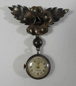 ANTIQUE STERLING LANDAU WATCH / PIN