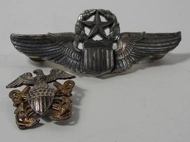 (2) STERLING MILITARY PINS / PILOT WINGS