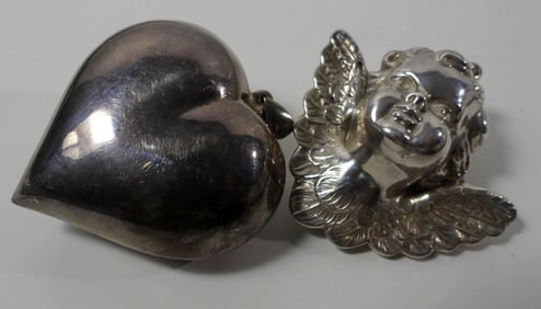 (2) VINTAGE HOLLOW STERLING PENDANTS
