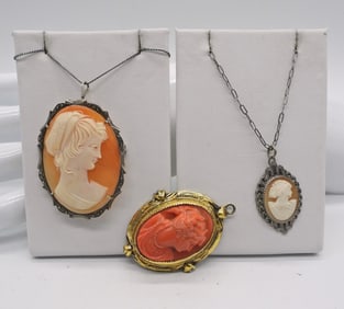 3 VINTAGE 925 CAMEOS CORO
