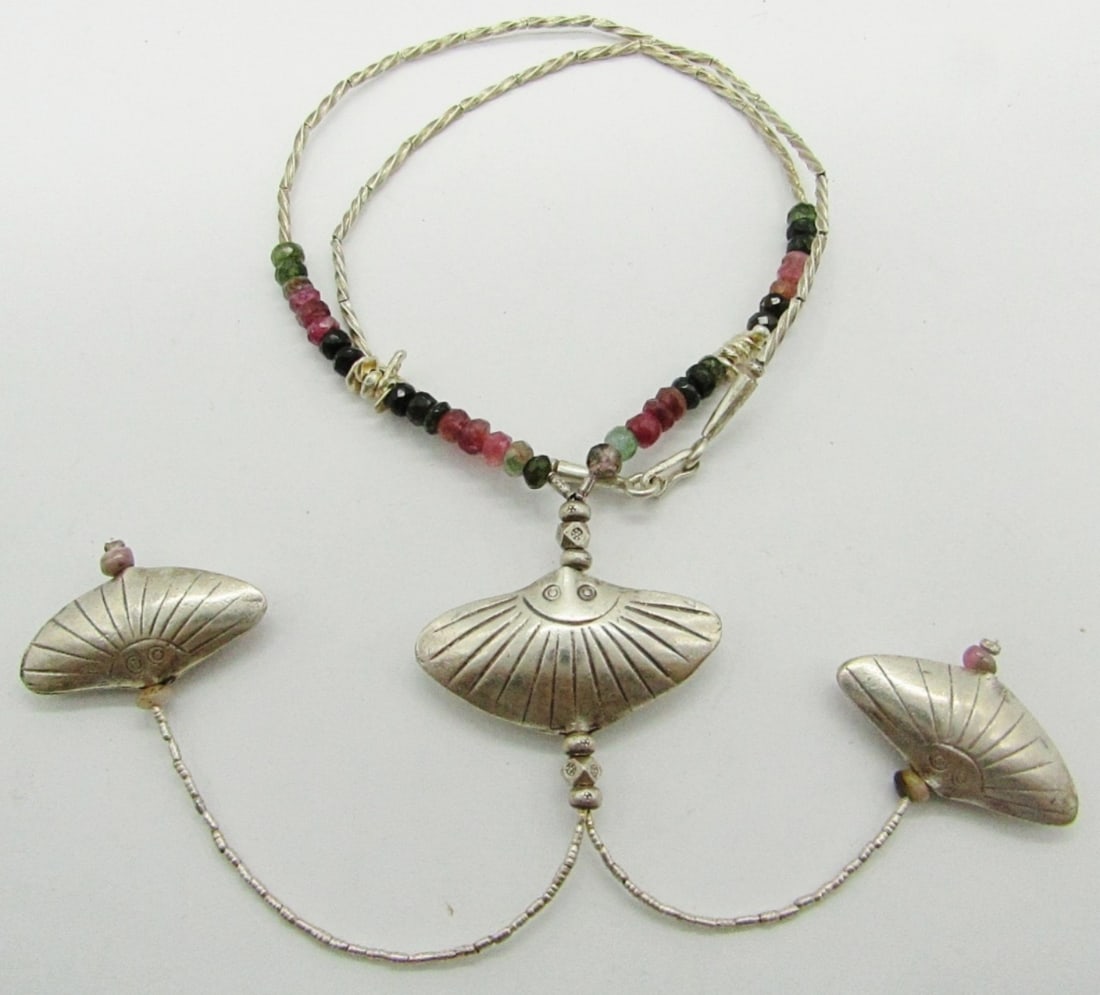 Sterling Silver Shell & Beaded Dangle Necklace (1 of 2)