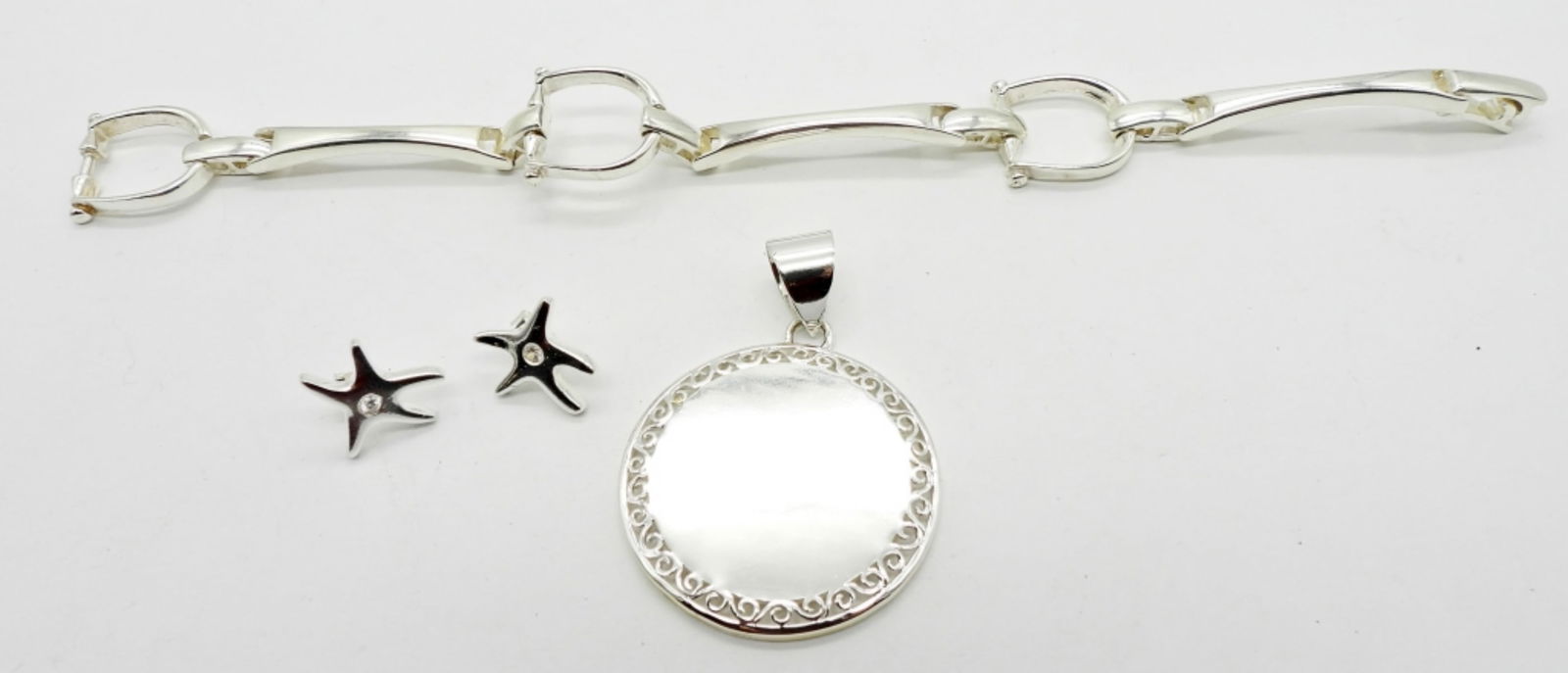STERLING PENDANT, BRACELET, EARRING SET (1 of 5)