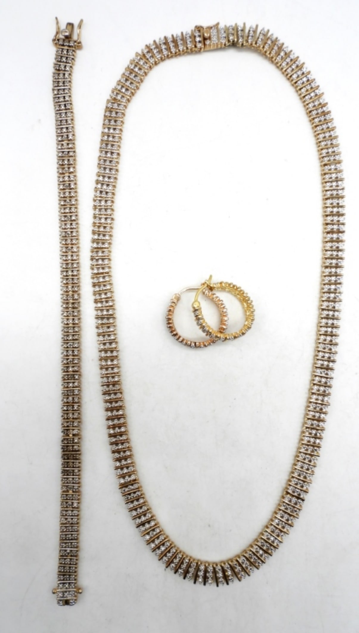 STERLING GOLDTONE  NECKLACE, BRACELET, EARRING SET (1 of 4)