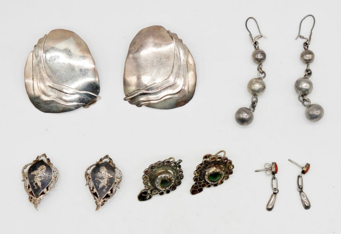 (5) Vintage Sterling & Gemstone Earrings (1 of 2)