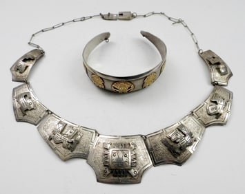 PERUVIAN DEITY CUFF & NECKLACE 925/900