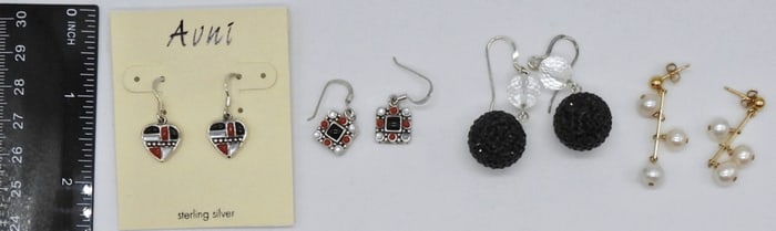 (4) PAIRS STERLING EARRINGS - ONYX / PEARL