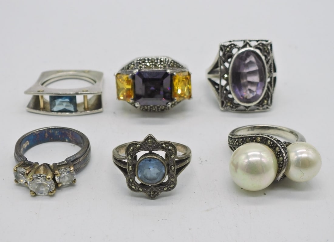 6 STERLING GEMSTONE RINGS (1 of 3)