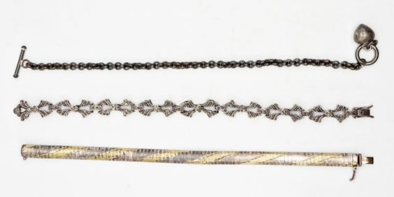 (3) VINTAGE STERLING BRACELETS MARCASITE