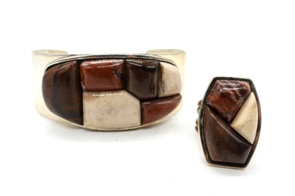 Sterling Gemstone Cuff & Ring