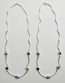 2-STERLING FASHION NECKLACES WITH MULTI