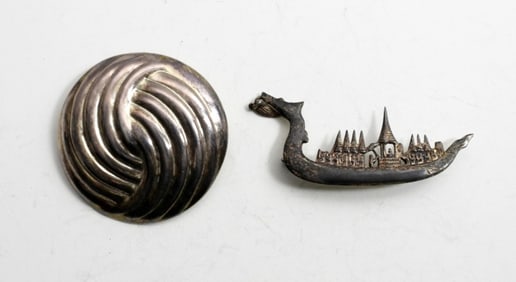 (2) STERLING BROOCH PINS