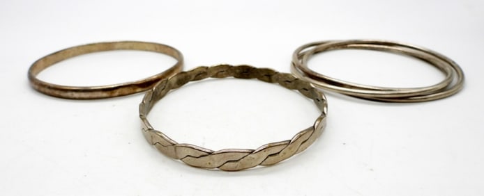 (3) STERLING SILVER BANGLE BRACELETS