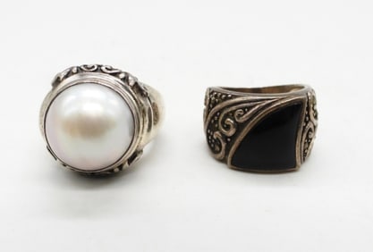 2 VINTAGE STERLING FASHION RINGS
