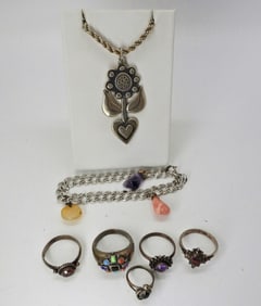 STERLING GEMSTONE SET OF 7