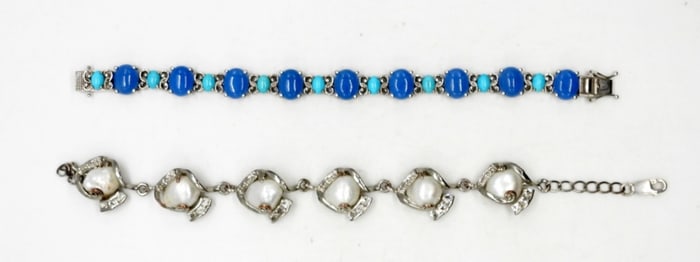 (2) STERLING TENNIS BRACELETS W/ STONES