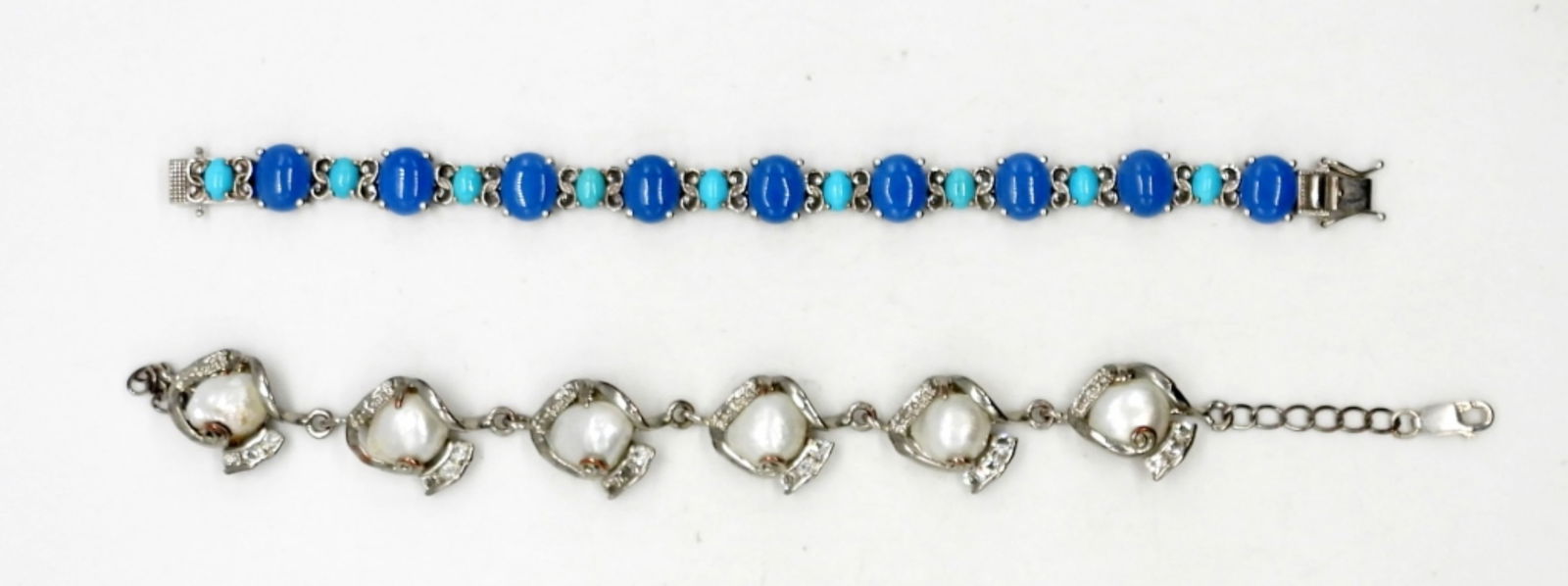 (2) STERLING TENNIS BRACELETS W/ STONES (1 of 2)