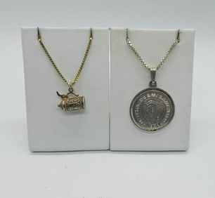 2 STERLING BOX CHAIN NECKLACES