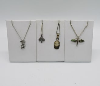 4 STERLING NECKLACES & PENDANTS