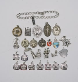 27 STERLING CHARMS & BRACELET