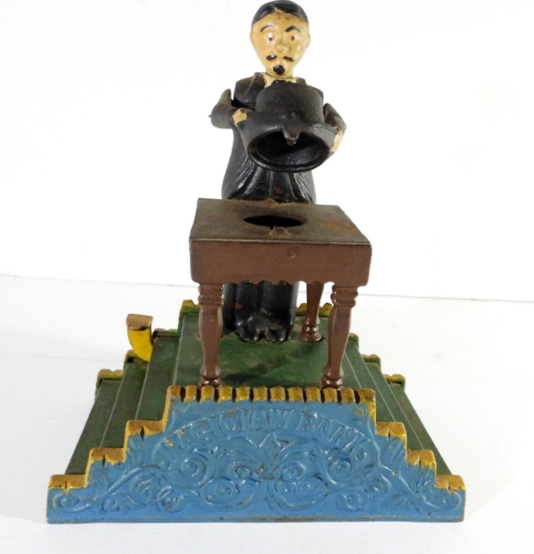 BOOK of KNOWLEDGE MAGICIAN BANK: CAST IRON REPRODUCTION - WORKING