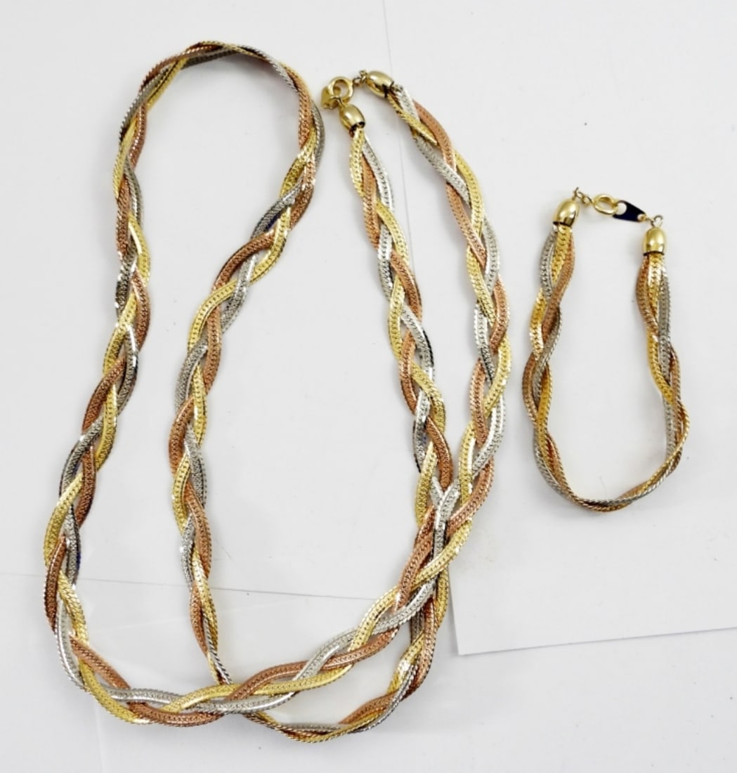 TRI COLORED GOLD TONE BRAIDED SET (1 of 2)