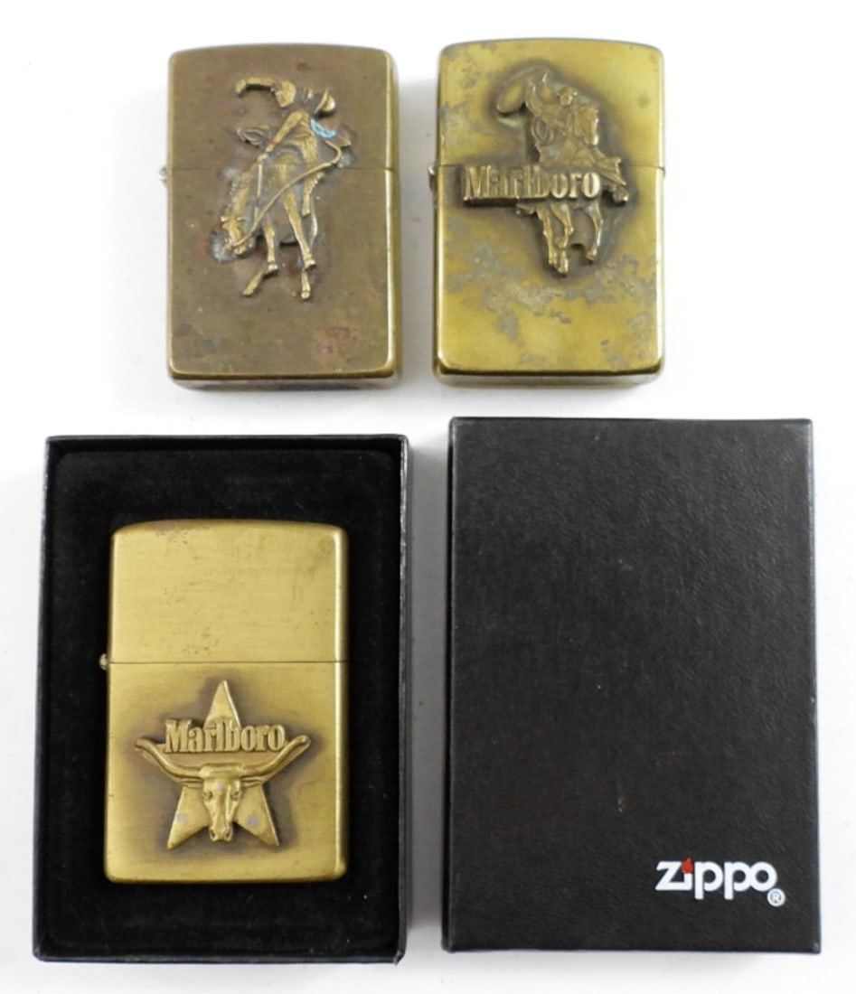 (3) MARLBORO ZIPPO LIGHTERS - (1) IN BOX (1 of 5)