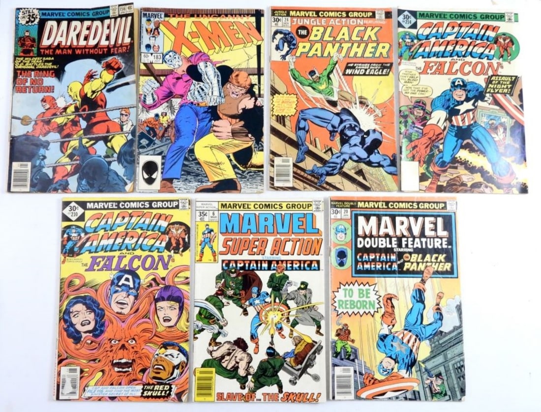(4) CAPTAIN AMERICA 1976-1977& MORE: (4) 1976-1977 CAPTAIN AMERICA #6,#20,#210,#214.(1) 1976 BLACK PANTHER #24.(1) X-MAN 1984#183.(1)1978 DAREDEVIL#156 .GOOD