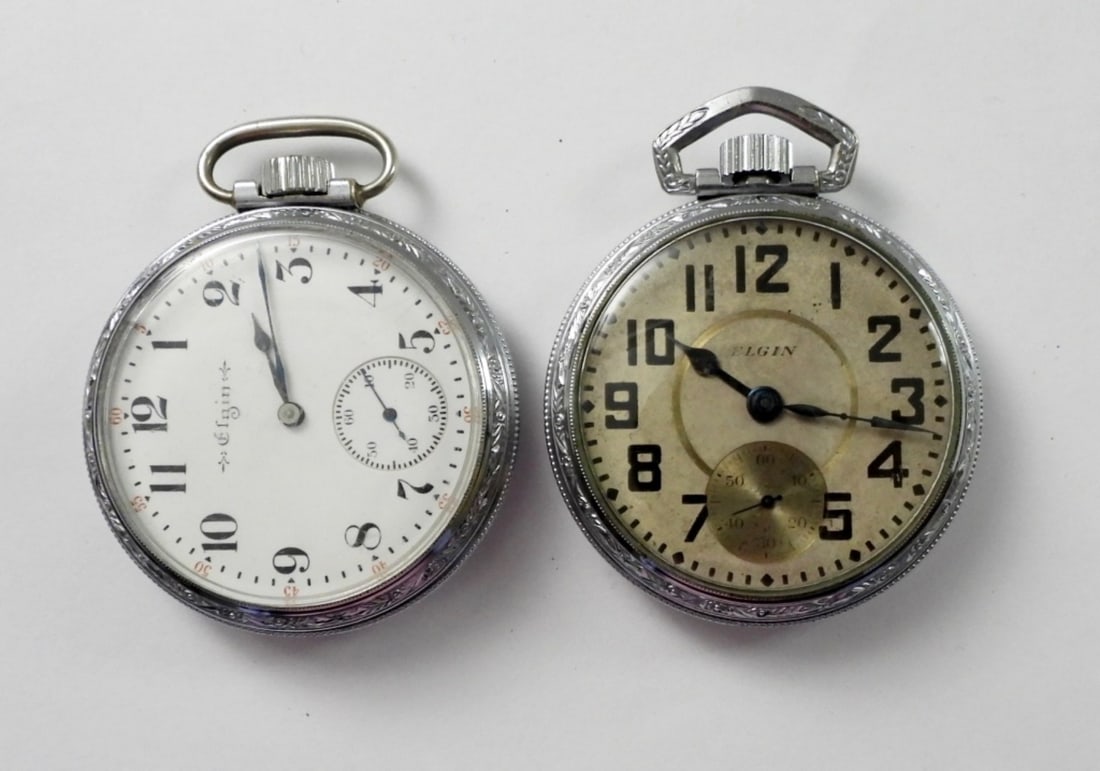 (2) ELGIN OPEN FACE POCKET WATCHES (1 of 3)