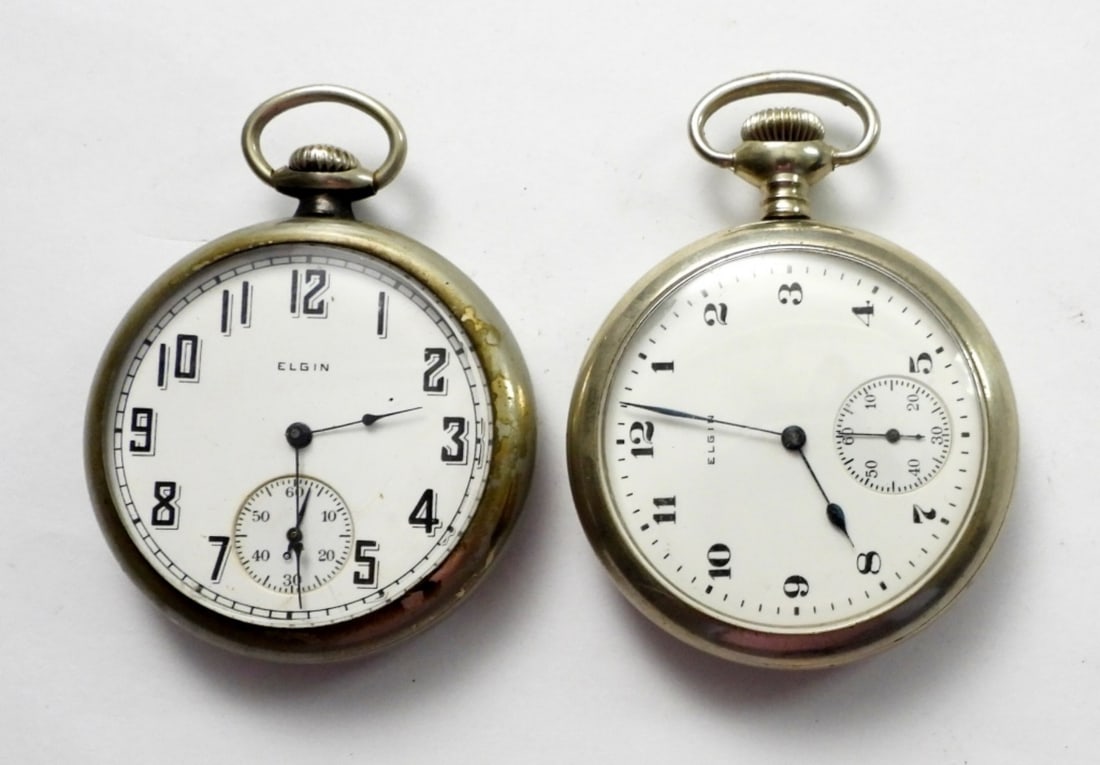 (2) ELGIN OPEN FACE POCKET WATCHES (1 of 3)