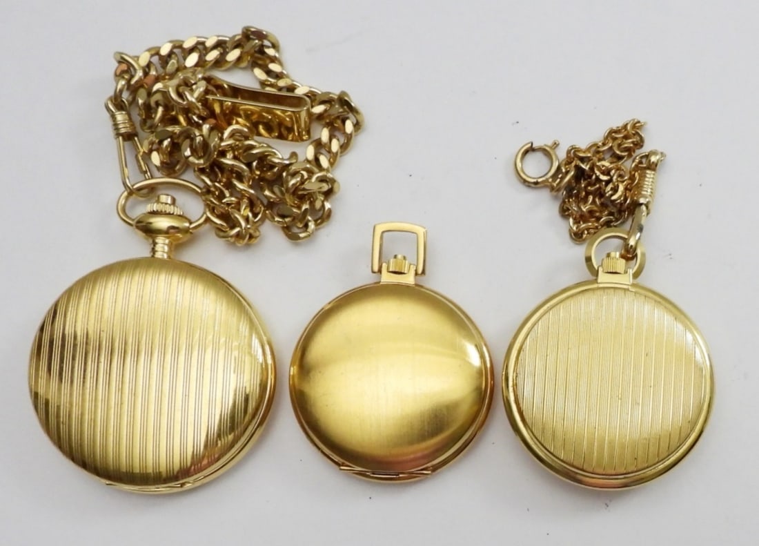(3) GOLD TONE POCKET WATCHES (1 of 2)