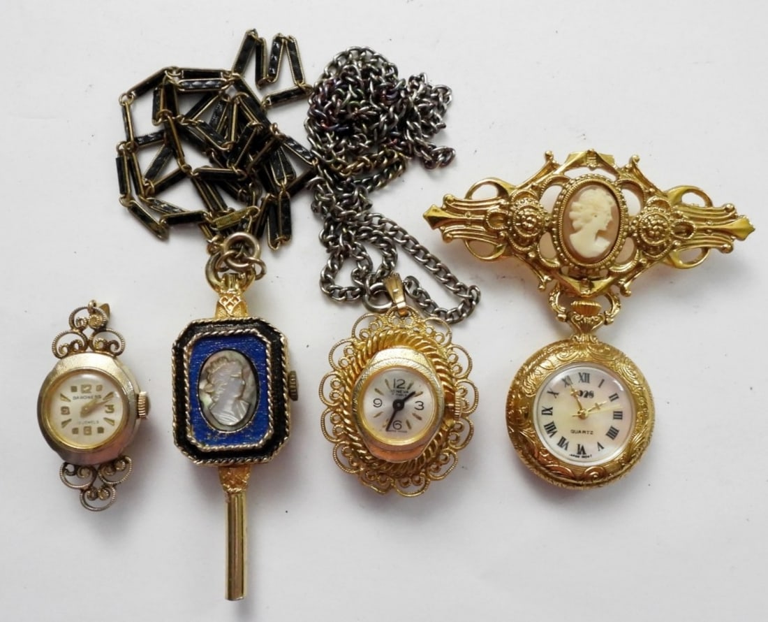 (4) CAMEO PENDANT / PIN WATCHES (1 of 2)