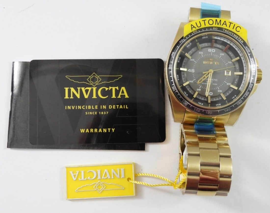 INVICTA SPEEDWAY AUTOMATIC #30524: WATER RESISTANT 100m - NEW with TAGS & PAPER/CERTS - NOT TESTED AS TO WORKING CONDITION -