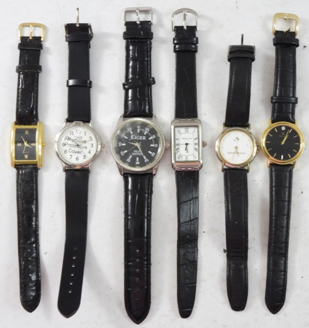 (6) BLACK STRAP BANDED WATCH LOT (1 of 2)