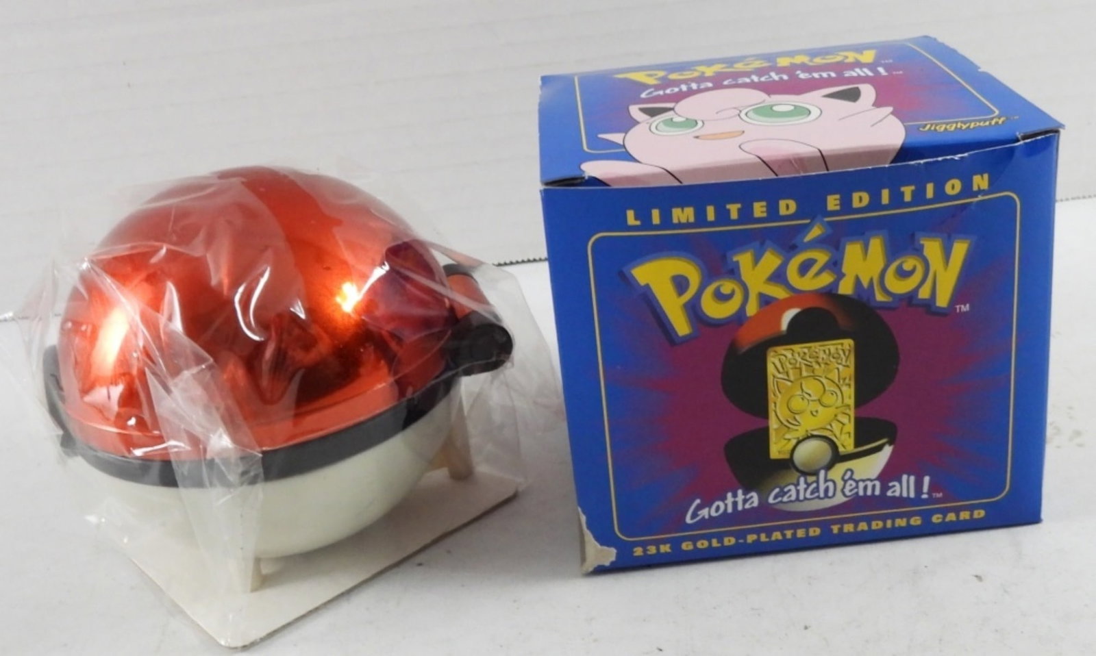 POKEMON 23K GOLD PLATED JIGGLYPUFF CARD: 1999 BURGER KING POKEMON SEALED BALL GREAT CONDITION COMES WITH COA