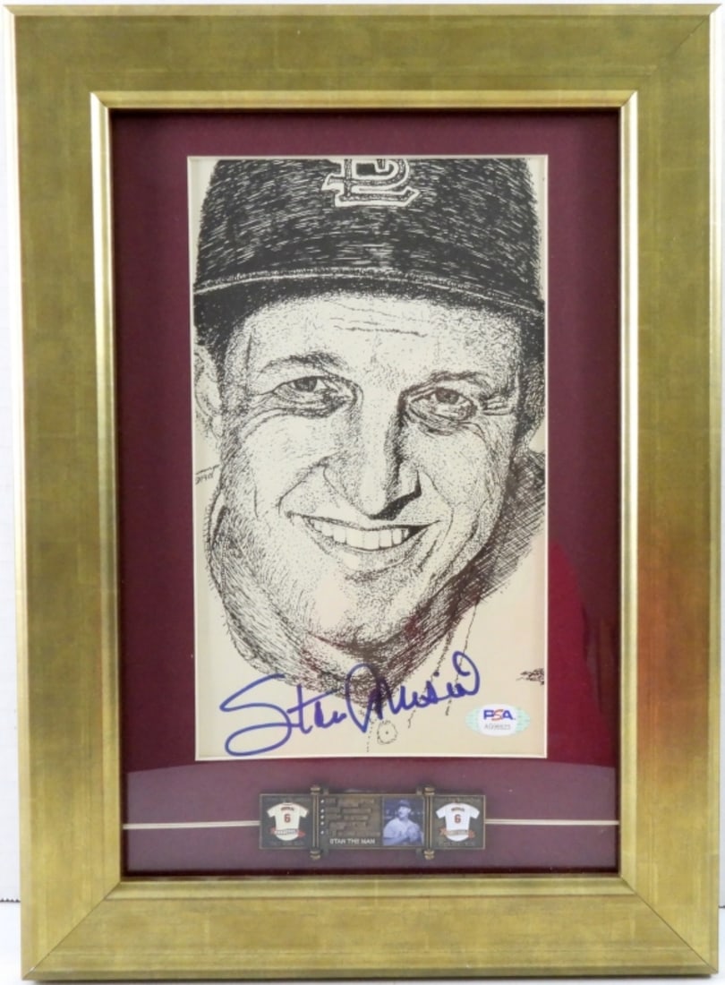 STAN MUSIAL SIGNED PRINT FRAMED PSA (1 of 3)