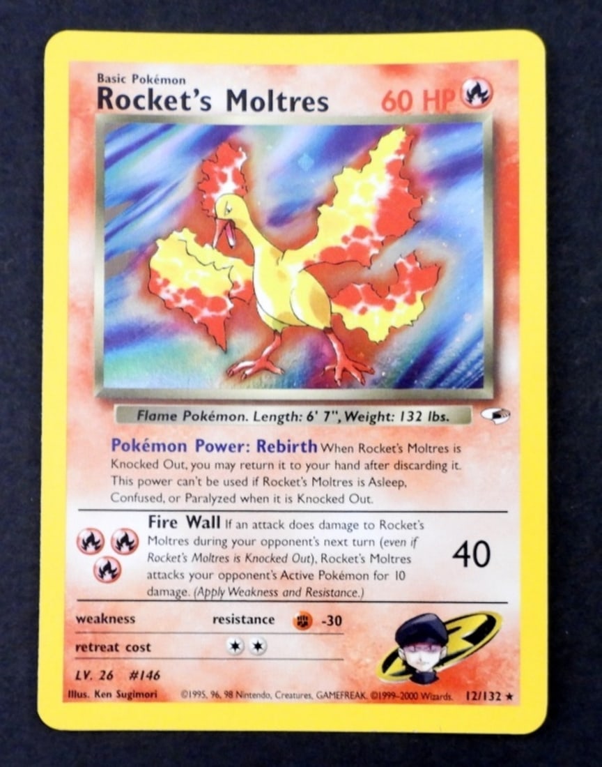 Gym Heroes #012/132 Rocket's Moltres: IN NEAR MINT CONDITION