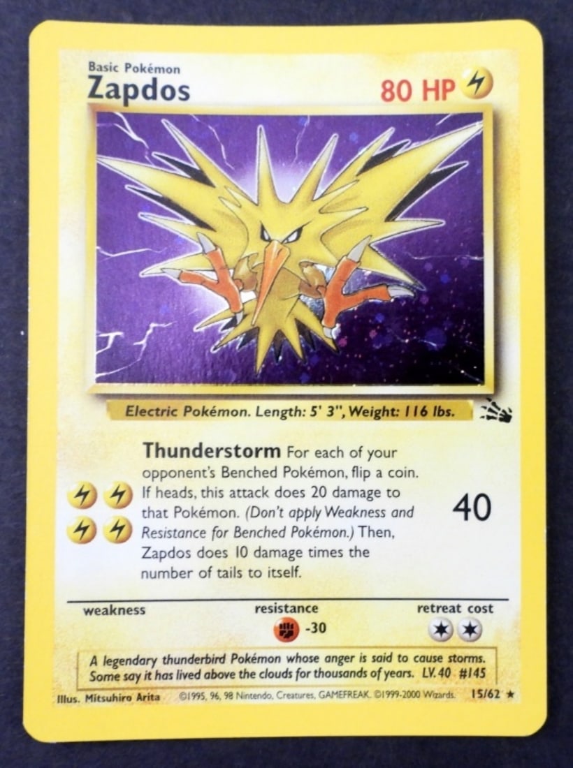 Fossil #15/62 Zapdos: IN NEAR MINT CONDITION