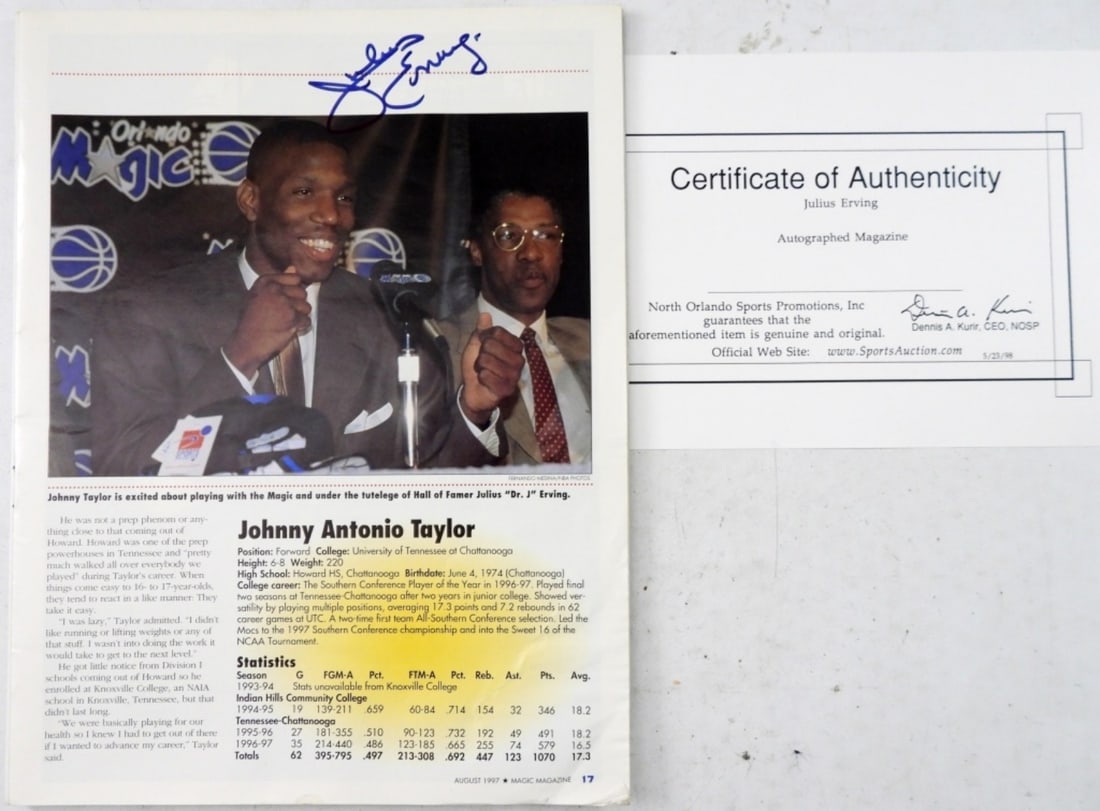JULIUS ERVING SIGNED MAGIC MAGAZINE COA (1 of 2)