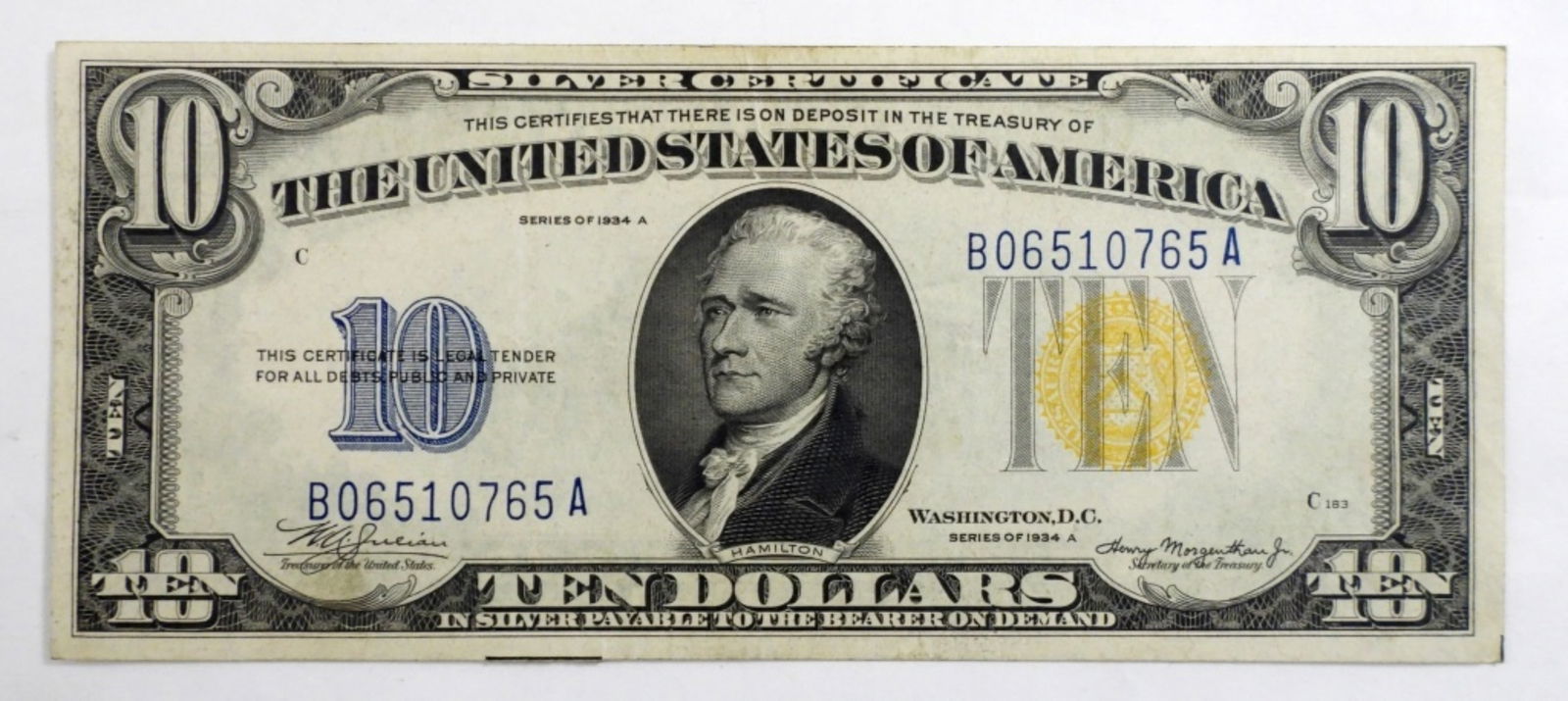 1934A $10 "NORTH AFRICA " SILVER CERT (1 of 2)