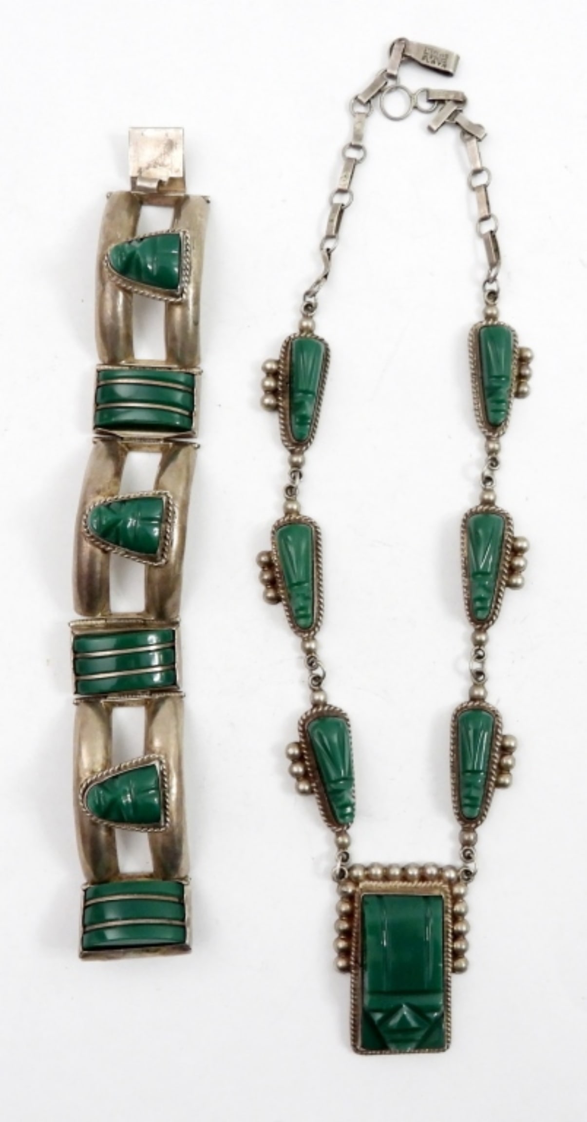 MEXICO STERLING GREEN ONYX SET (1 of 2)
