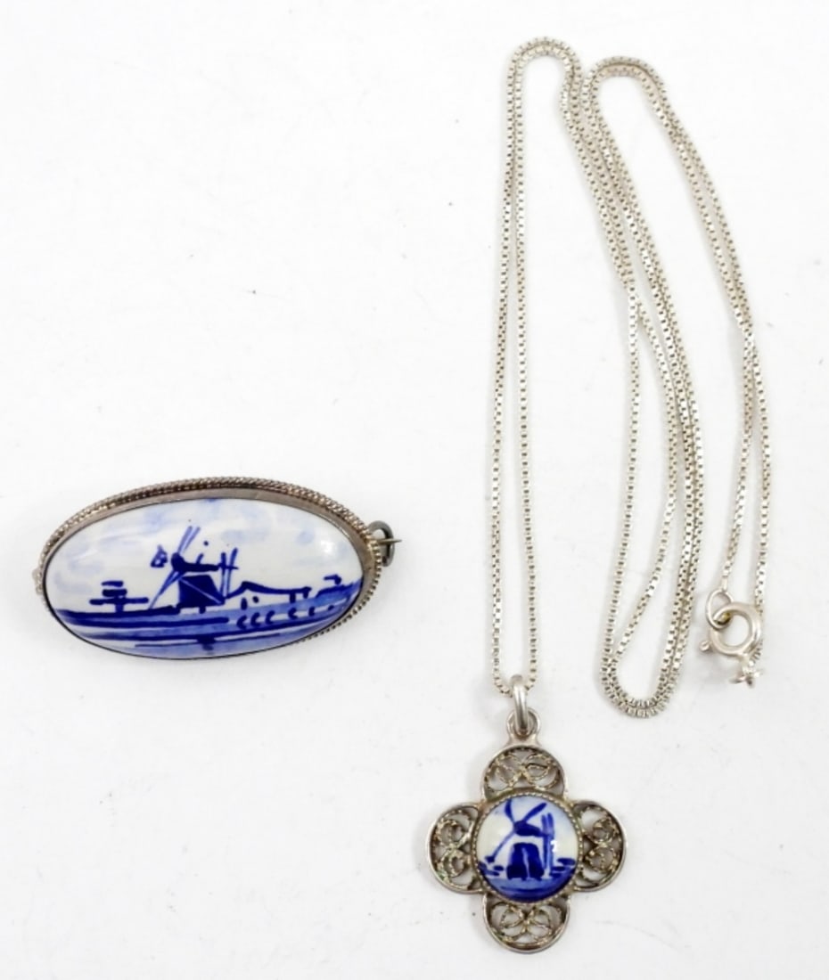 DELFT BLUE CHINA NECKLACE SET 925 (1 of 2)