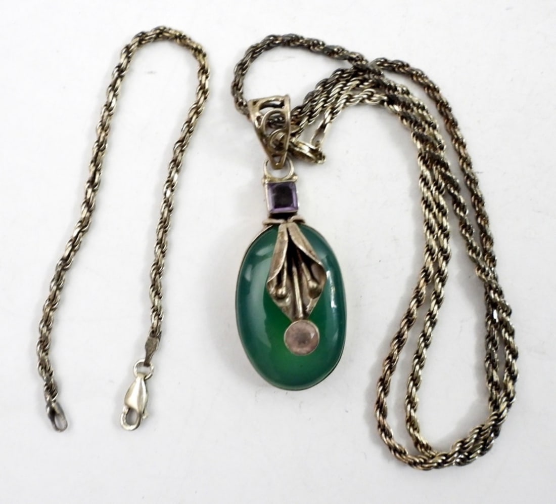 GREEN ONXY LILY NECKLACE & MORE 925 (1 of 2)