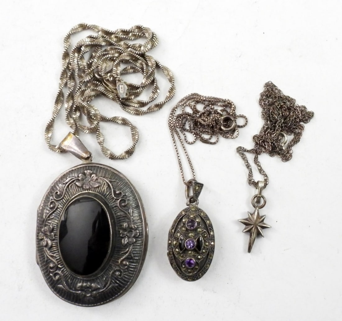 (3) GEMSTONE STERLING NECKLACES (1 of 2)