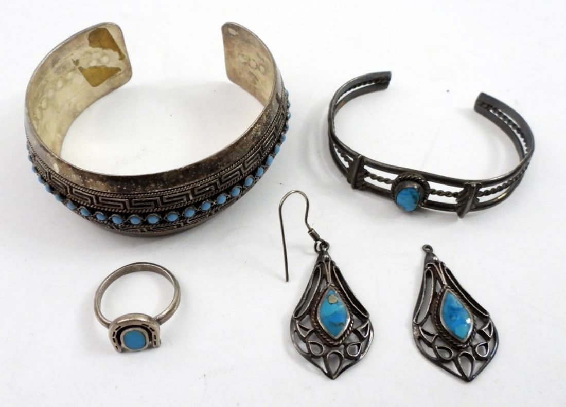 (4)HANDMADE STERLING AND TURQUOISE SET (1 of 3)