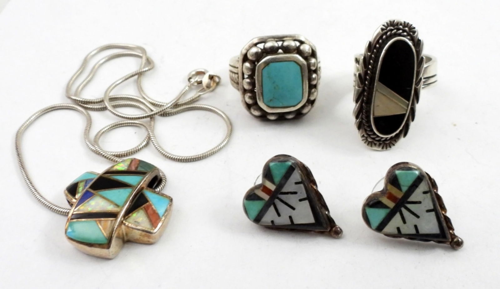 4 PIECE STERLING SILVER MULTI COLORED SET (1 of 3)