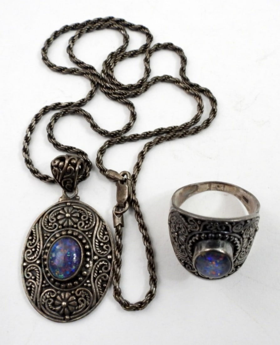 MOSAIC OPAL 925 RING & PENDANT SET (1 of 4)